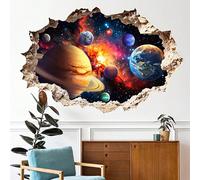 1 pièce Papier peint mural de planète spatiale, Autocollant mural de motif dauphin, Convient pour la chambre et le mur d'arrière-plan du salon, Autocollant décoratif adhésif, Vinyle autocollant amovib