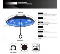 1 pièce Parapluie inversé à poignée en C, canopée imprimée imperméable, mains libres pour la voiture et l'usage quotidien vert foncé,Bleu ciel,bleu marine,jaune,Violet,rose,noir,Coucher de soleil jaun