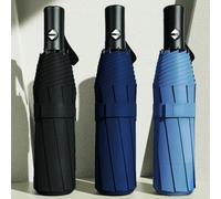 1 pièce Parapluie noir entièrement automatique à 8 baleines, parapluie pare-soleil résistant au vent, parapluie compact à ouverture inversée bloquant les UV, parapluie d'affaires pour une personne (mo