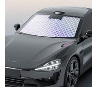 1 pièce Pare-soleil de pare-brise holographique à double couche, isolation thermique en argent titane laser et grille de diamant, protection UV, ne bloque pas le rétroviseur, pare-soleil de voiture un