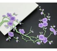 1 pièce Patch brodé en Forme de Fleur de Prunier pour vêtements, Autocollant en Tissu, thermocollant, pour travaux manuels, Couture, réparation, brodé