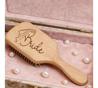 1 pièce Peigne à coussin d'air unique pour mariée, brosse à cheveux en bambou gravée au laser pour la décoration de mariage, brosse carrée pour le massage du cuir chevelu et le peignage des cheveux, c