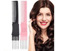 1 pièce Peigne à queue en fibre de carbone et métal, peigne à queue pour utilisation à la maison et dans les salons, peigne en fibre de carbone avec queue en acier inoxydable, outil de coiffure, produ