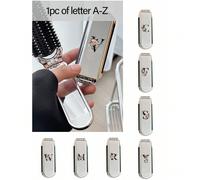 1 pièce Peigne pliable plaqué argent 2-en-1 et miroir de maquillage - portable, imprimé avec des fleurs et des lettres de A à Z, de table, outil de beauté contemporain pour les voyages, peigne pliable