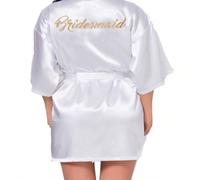 1 pièce Peignoir avec lettre dorée, peignoir avec initiale pour mariée et demoiselle d'honneur, tenue de préparation pour la fête de mariage, accessoire pour cérémonie et réception de mariage, vêtemen