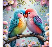 1 pièce | Peinture de diamant DIY 5D | Kit de peinture de diamant Amour des oiseaux sur les branches, ensemble d'artisanat de mosaïque à perçage rond complet, peinture de diamant d'art haute définitio
