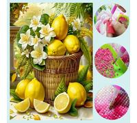 1 pièce Peinture de diamants DIY, broderie de strass, décoration de maison au motif de citron, forage complet 11,8 * 15,7 pouces / 30 * 40 cm 40*50 Sans cadre,30*40 Sans cadreFruits & légumes,PlantesP