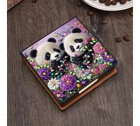 1 pièce Peinture de mosaïque de diamant asymétrique 5D avec motif panda, boîte de mémo en faux noir avec 160 feuilles de notes - idéal pour la maison, le bureau et les fournitures scolaires, l'artisan