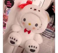 1 pièce Peluche Sanrio hello kitty transformée en ours blanc, poupée KT Chat oreiller de lit, cadeau d'anniversaire, poupée éducative pour enfants 25 cm,35 cmPolyester