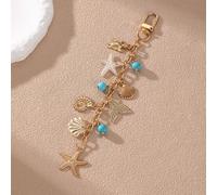 1 pièce Pendentif charm de style bohème à la mode, série océan bleu avec étoile de mer, tortue de mer, queue de poisson, coquillage et perles bleues, convient pour un usage quotidien, les vacances, la