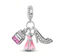 1 pièce Pendentif charmant en forme de chaussure à talon haut avec parfum, couleur argent, émail rose étincelant et zirconias. mode pour femmes. Convient pour bracelet serpent, collier, jonc. Accessoi