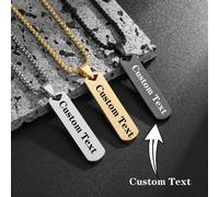 1 pièce Pendentif de collier rectangulaire en acier inoxydable lisse avec texte personnalisé, mode et simple, un accessoire décontracté et polyvalent. Or, noir, argent, élégant, coloré, vintage, unise