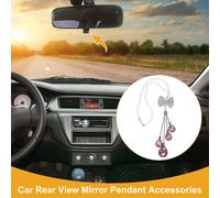 1 Pièce Pendentif De Rétroviseur De Voiture En Cristal Artificiel Avec Noeud Papillon En Forme De Gouttes D'Eau Accessoires De Voiture Ornement Suspendu Rose