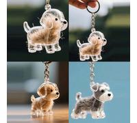 1 pièce Pendentif décoratif de boîte de stockage de poils de chien transparent et mignon, boîte de collection de poils d'animaux de compagnie, porte-clés de poils de schnauzer doré (les poils d'animau