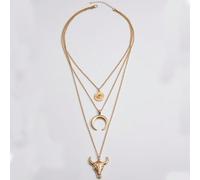 1 Pièce Pendentif En Alliage Avec Oeil À 3 Couches De Style Occidental Vintage Avec Tête De Taureau, Croissant Et Cornes Pour Une Tenue Quotidienne Pour Femmes Taille UniqueAlliage de zinc