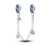 1 pièce pendentif en silicone bleu d'été avec coquillage et étoile de mer, plaqué argent, avec fermoir à chaîne, convient pour pendentif de bracelet original, collier et perles, peut être utilisé pour