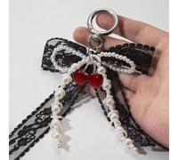 1 pièce Pendentif mignon en forme de nœud de danseuse classique, style Y2K élégant gothique en CCB (plastique) argenté perlé à la main, porte-clés avec un cœur transpercé par une flèche, convient pour