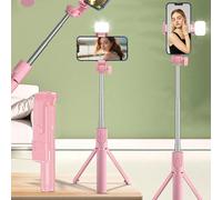 1 pièce Perche à Selfie Portable avec Télécommande sans Fil et Lumière de Remplissage, Trépied de Téléphone Compact Extensible Compatible avec iPhone 15/14 Pro Max/13/12/11 et Smartphones Android, Dis