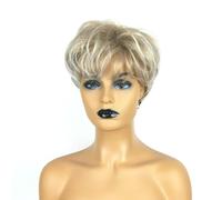1 Pièce Perruque De Cheveux Courts Pour Femmes Blondes, Perruque À Frange Inclinée, Cheveux Courts Pour Femmes Multicouches Moelleux, Adaptés Au Cosplay, À La Mascarade, À La Fête Musicale