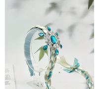 1 Pièce Perruque De Princesse À Longs Cheveux Pour Enfants Avec Une Tresse De Perles À Fleurs, Couronne, Pince À Cheveux Flocon De Neige, Bandeau, Idéal Pour La Performance Sur Scène Ou La Décoration 