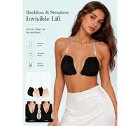 1 pièce Pétales de poitrine adhésifs ailés améliorés pour femmes avec colle, ajustement confortable et serré, 2 effets de port, comprend des bretelles transparentes, convient pour les robes à col lico
