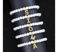1 pièce petit bracelet exquis en zircone avec lettre initiale, breloque en fausses perles, cadeau d'anniversaire Surprise pour amis, enfants, adolescentes A,B,C,D,E,F,G,H,I,J,K,L,M,N,O,P,Q,R,S,T,U,V,W