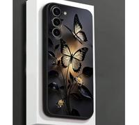 1 pièce Petit étui de téléphone noir antidérapant et anti-chute avec fleur de chrysanthème et papillon porte-bonheur compatible avec Galaxy A04e/A05s/A13/A14/A15/A34/A35/A50/A52/A53/A54/S21/S22/S23/S2