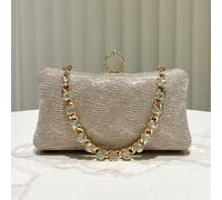 1 pièce Petit sac pochette élégant rayé doré pailleté, sac à main à la mode avec chaîne de strass, convient pour robe de soirée, soirée de gala, mariage, cocktail, cadeau pour femmes UnicoloreAlliage