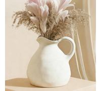 1 pièce Pichet blanc avec anse, style moderne de ferme, peut être utilisé comme vase à fleurs, décoration de maison, centre de table de salle à manger, salon, chambre à coucher, décoration bohème Simu
