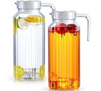 1 pièce Pichet en plastique avec couvercle, cruche à boisson résistante aux chocs, pichet d'eau chaude et froide pour jus maison, thé glacé, lait, 3,3 x 9,3 pouces, 1100 ml 0,8L,1,1L,2,0LBlocs de coul