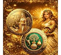 1 pièce Pièce commémorative de la collection Abondance 2D, amulette porte-bonheur Arbre de Vie avec code sacré de richesse 71269. Déesse Abia, la déesse orthodoxe de la prospérité, de la chance, de la