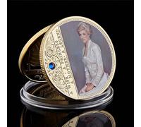 1 pièce Pièce commémorative de la rose de la princesse Diana avec diamant, dernière rose, pièce commémorative professionnelle. Pièce commémorative d'Anna avec impression couleur en relief tridimension