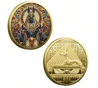 1 pièce Pièce commémorative médaille de la tête de chien Anu ieu de la mort égyptien ancien gardien, pièce commémorative de la pyramide, pièce commémorative des guerriers héros, médaille commémor