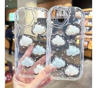 1 pièce pièce Étui de téléphone TPU anti-chute transparent pailleté bord ondulé 3D blanc nacré nuage étoile compatible avec 17/17 Pro/17 Pro Max, 16/15, 15 Pro Max, 13/14/11/12/14 Pro Max, XS/XR/X/8/7