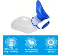 1 pièce pièce Urinoir portable d'urgence (bouteille à urine), unisexe avec couvercle scellé & entonnoir guide, pour personnes âgées alitées, voiture, randonnée & camping Polypropylène