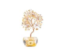 1 pièce pierre naturelle 7 Chakra guérison cristal pierre argent arbre maison bureau chambre Feng Shui décoration de bon augure décor à la maison(Citrine)