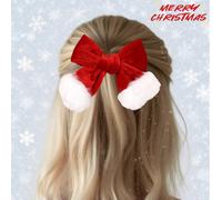 1 pièce Pince à cheveux avec nœud de Noël pour filles, barrette avec nœud papillon rouge, nœuds de velours décontractés, accessoire de mode élégant pour les cheveux Carreau,Unicolore,Plantes,Tout Impr