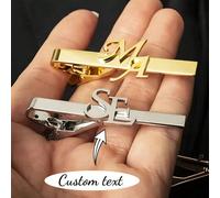 1 pièce Pince à cravate personnalisée avec nom en acier inoxydable, épingle à cravate avec nom/lettres personnalisés. Cadeau de mariage pour les garçons d'honneur, cadeau d'anniversaire, cadeau de fêt