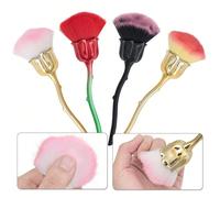 1 pièce Pinceau de maquillage en forme de rose pour poudre et blush, outil de manucure avec manche pour ongles, pour une utilisation à domicile et dans un salon de manucure professionnel. Brosse à ong