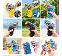 1 pièce Pistolet à eau pliable à double buse, mini jouet de pistolet à eau portable pour adolescents, jouet d'eau de plage d'été, arroseur rotatif à tir rapide manuel, pistolet à eau multicolore pour