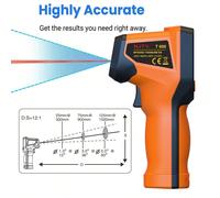 1 pièce Pistolet thermomètre numérique - Lecteur de température de surface à laser portatif pour la cuisson, le four à pizza, le grill et le moteur, pas pour le corps humain ABS