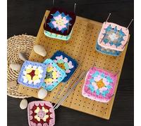 1 pièce Planche de blocage au crochet faite main avec 8 épingles/clous, tapis de tricot en laine, planche de tricot en bambou carrée avec grille de tricot au crochet, accessoires de crochet en bambou,