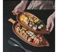 1 pièce Planche de service en bois, plateau de service alimentaire en forme de feuille de 13" x 5,5", pour réceptions, petit plateau à fromage pour fruits, charcuterie, desserts, amuse-gueules, cadeau