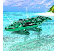 1 pièce Planche de surf gonflable en forme de crocodile avec poignée, planche flottante créative, équipement de natation pour l'extérieur, convient pour le bronzage, les fêtes de piscine, les jeux aqu