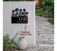 1 pièce Plaque de numéro de maison personnalisée avec fleurs, plaque d'adresse murale en fer à suspendre, panneau de rue en métal personnalisé, décoration polyvalente pour la maison, idéal pour un cad