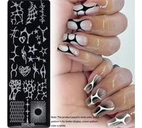 1 pièce Plaque de Tamponnage d'Ongles Style Punk Y2K, Modèle d'Art d'Ongles en Acier Inoxydable avec Motifs Abstraits de Flamme, Étoile, Cœur, Nid d'Abeille, Rayons de Soleil, Esthétique Punk Sombre, 