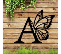 1 pièce Plaque métallique combinaison de 26 lettres et papillon, décoration murale métallique, art mural de lettres, décor de mariage DIY cadeau, cadeau d'art pour la maison, art pour femmes, convient
