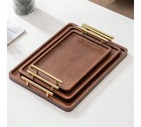 1 pièce Plateau à thé en bambou à angle droit avec bois massif et poignée, plateau à thé de style chinois moderne, idéal pour la maison et l'hôtel, la cuisine, les cadeaux de la Saint-Valentin, les ma