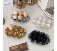 1 pièce Plateau à œufs/noix en céramique artisanal 6 compartiments, boîte de rangement de luxe pour aliments et œufs, convient pour la cuisine, la table à manger, la table à thé, le rangement de bijou