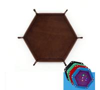1 pièce Plateau de dés hexagonal pliable de 12 couleurs, jeu de table pliable en PU, boîte de rangement, accessoire de plateau de dés de jeu de société, Tour de dés Rose rouge,noir,Violet,bleu,vert,ro